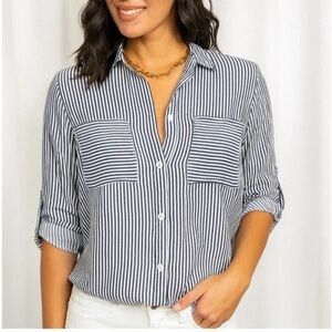 Navy and White Striped Shirt